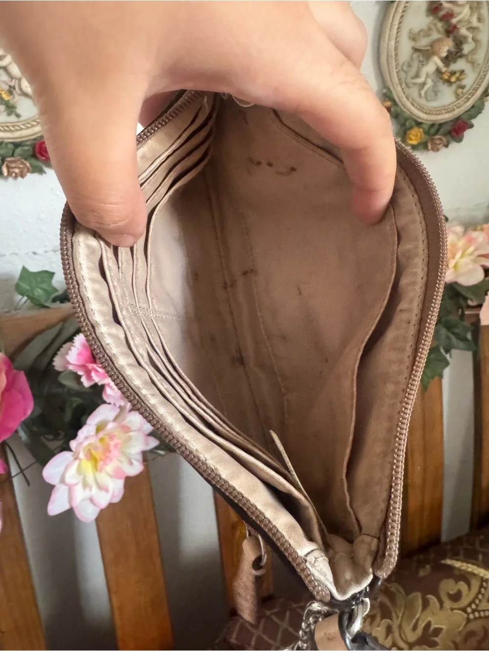 Vintage y2k coach Beige Signature Wristlet with Strap